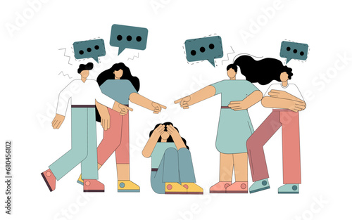 Bullying. Suppressing others with words, gossip. Team conflict. Loser.