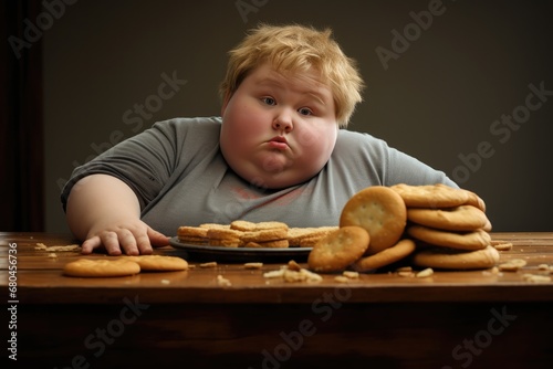 Sad Overweight Boy Demonstrating The Effects Of Obesity photo