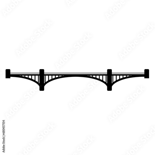 Arch bridge silhouette vector. City bridge silhouette can be used as icon, symbol or sign. Arch bridge icon vector for design of architecture, highway or city