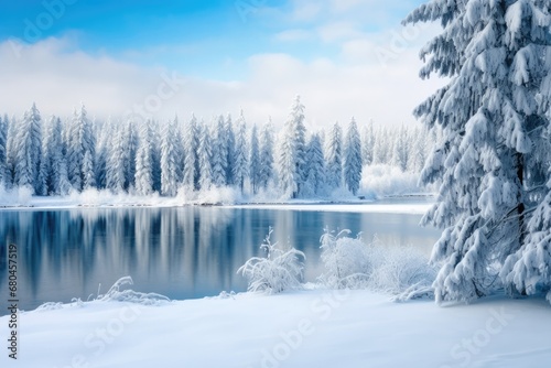 Serene Winter Landscape Covered In Glistening Snow © Anastasiia
