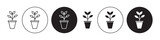 Plant pot line icon set. Houseplant flowerpot symbol for ui designs.