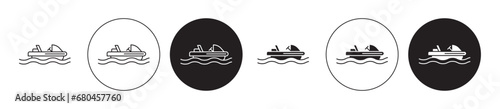 Pedalo line icon set. Pedal water boat symbol for ui designs. photo