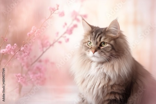 Close-up of cute cat gazing at something with beautiful bokeh background © AITTHIPHONG