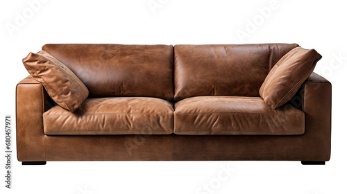 Mocha Brown Sleeper Sofa Isolated on Transparent or White Background, PNG photo