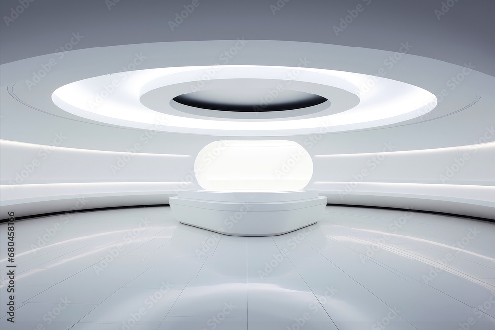 Obraz premium Abstract futuristic architecture background, Minimal technology white backdrop