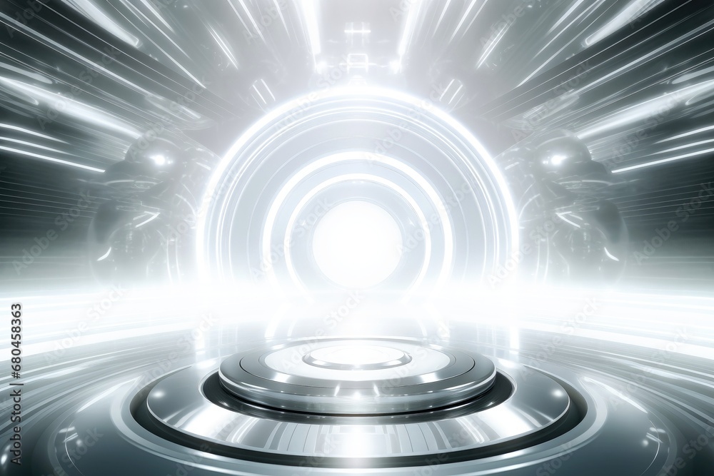Fototapeta premium Abstract futuristic architecture background, Minimal technology white backdrop