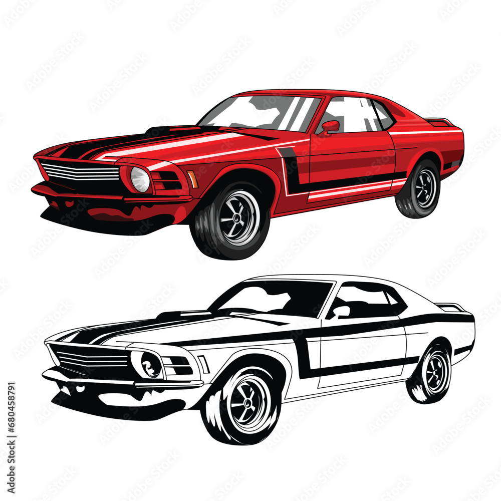 Fototapeta premium Retro sports car vector illustration 