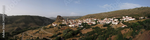 Panoramic view of the entire town of Huélamo, Cuenca.       