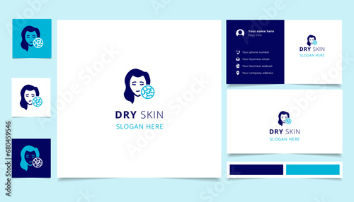 Dry skin logo design with editable slogan. Branding book and business card template.