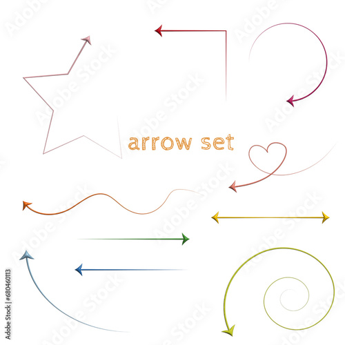 3D arrow set retro colorful 08