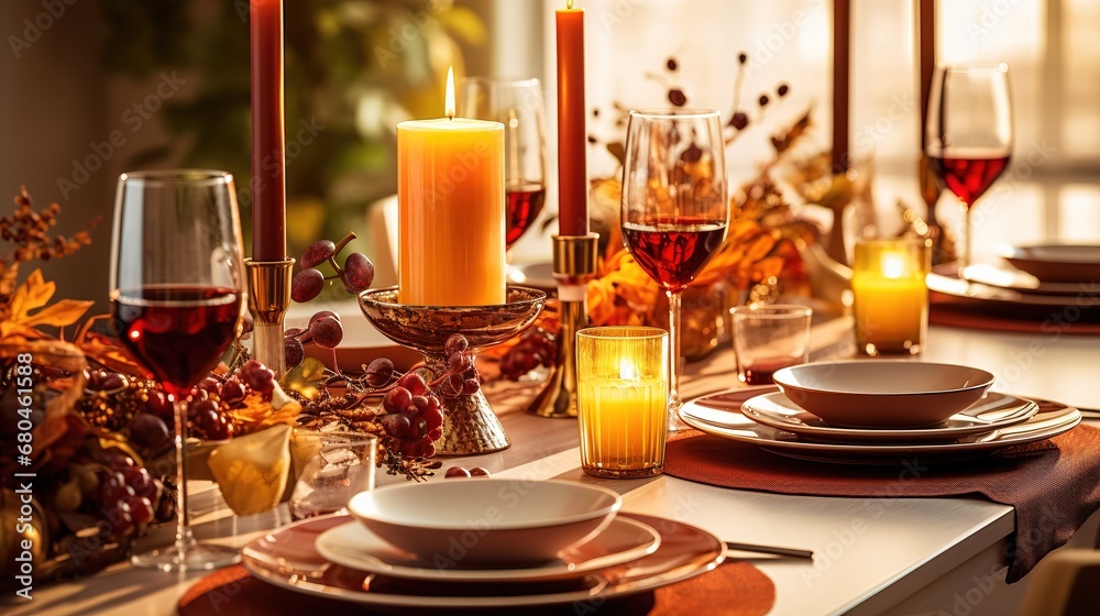 Festive dinner on the table in a rustic style for Thanksgiving