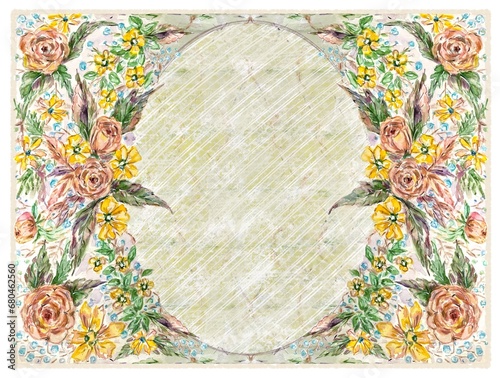 Wallpaper Mural Vintage invitation template with roses Torontodigital.ca