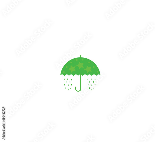 Light green umbrella with stars and rainy