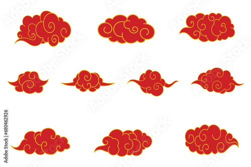 Set of Xiangyun Auspicious clouds, chinese, japanese, korean traditional clouds photo