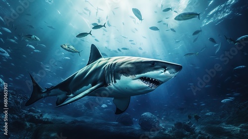 View of an ocean shark underwater