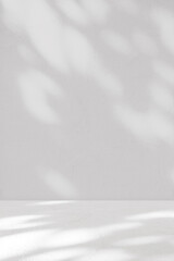 Background White Wall Studio with Light,Shadow on Surface floor,Empty Kitchen Room with Desk Podium Display Mockup,Top Shelf Bar with Sunlight,Backdrop Concrete background for Spring Cosmetic Product