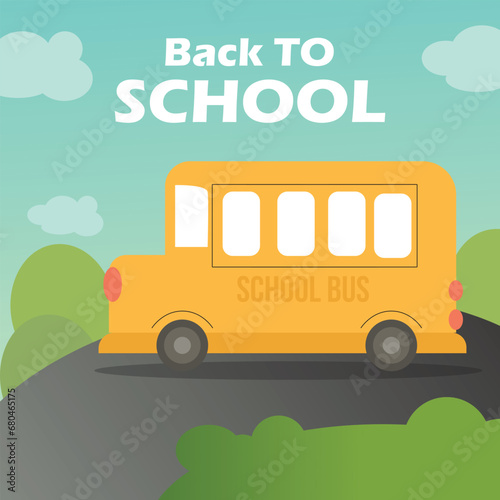School bus vector art with background