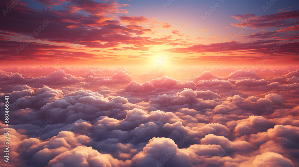 amazing sunset sky and clouds from above