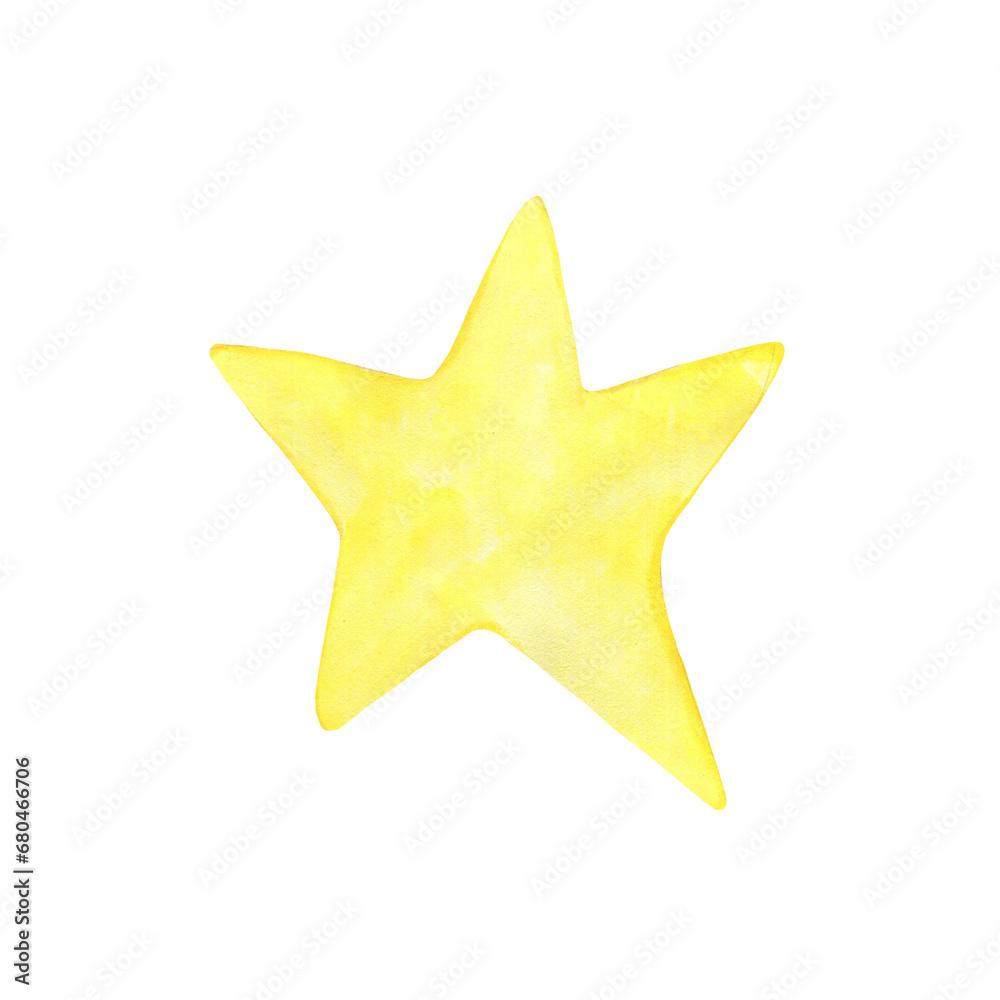 Watercolor illustration star, new year element Watercolor illustration star, new year element