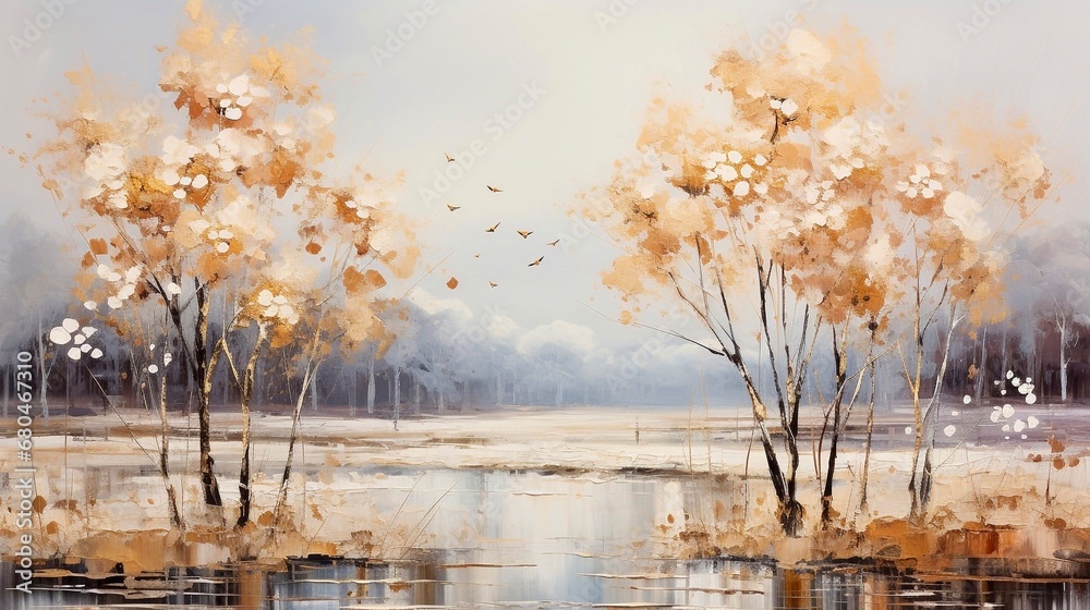 Park oil painting, generative ai
