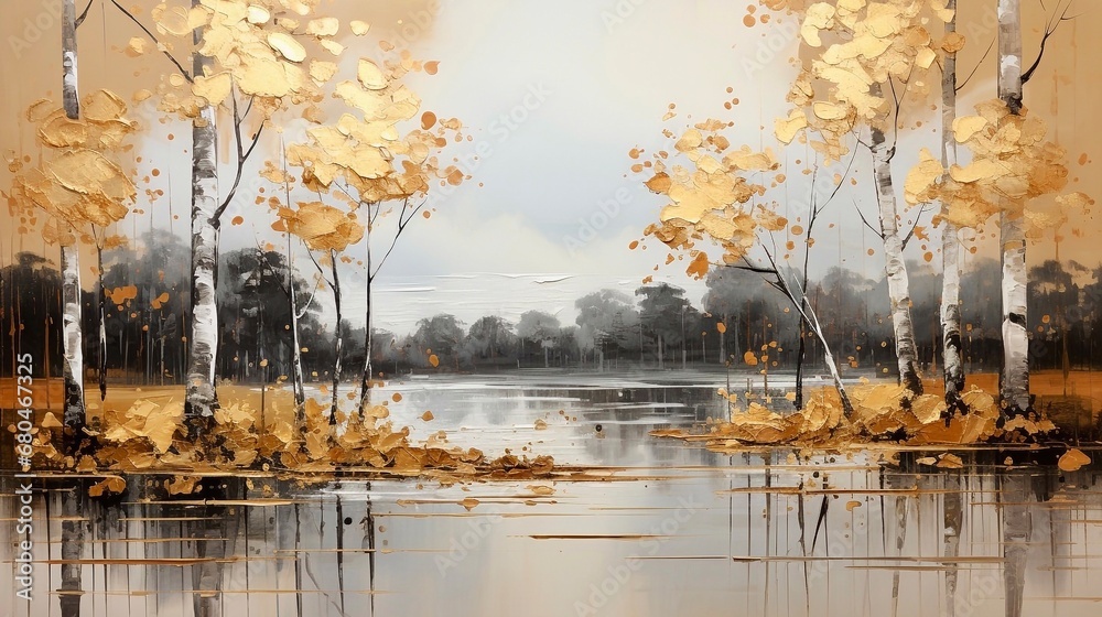 autumn in the park oil painting, generative ai