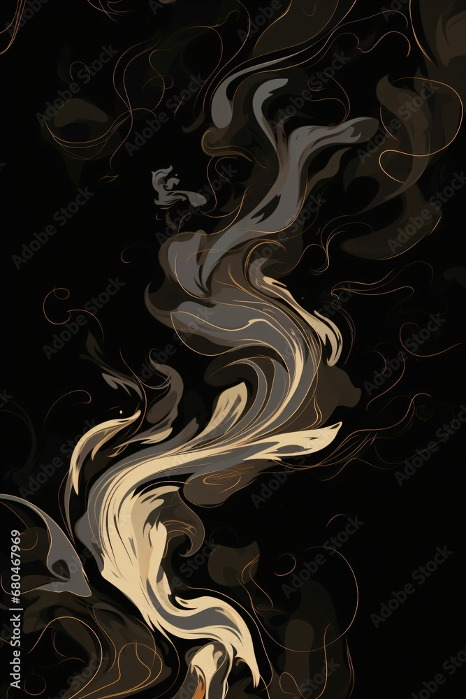 Effet de fumée sur fond noir, tourbillon, illustration ia générative Effet de fumée sur fond noir, tourbillon, illustration ia générative