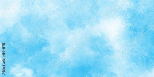 Abstract Watercolor shades blurry and defocused Cloudy Blue Sky Background,wallpaper, cover, card, presentation, decoration and design.
