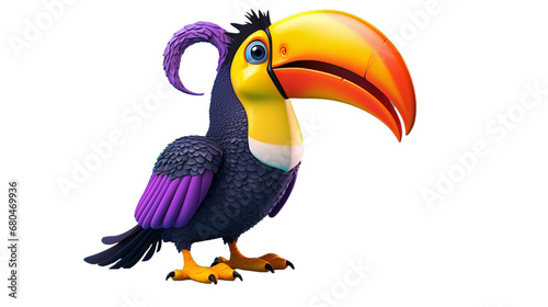 A playful cartoon toucan with its vibrant, oversized beak