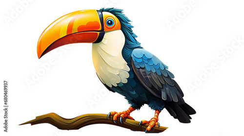 A playful cartoon toucan with its vibrant, oversized beak
