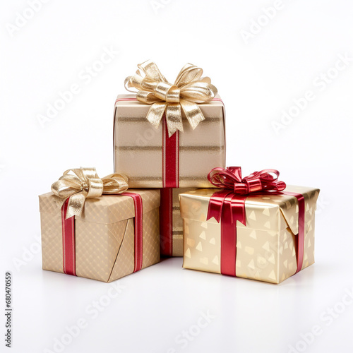 Christmas gift packages decorated with bows