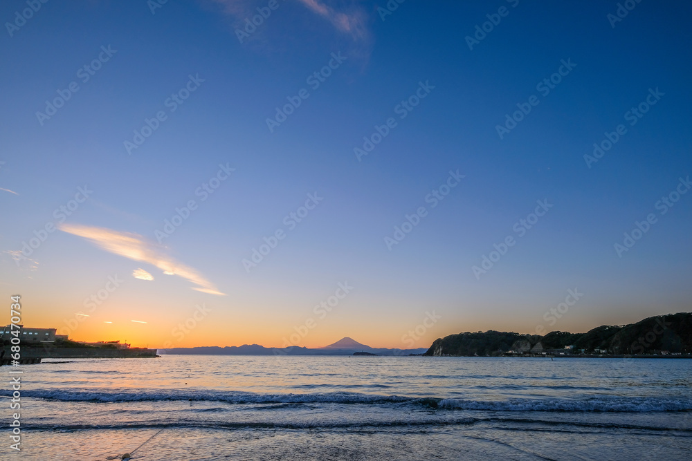 神奈川県逗子市逗子海岸からの夕日 神奈川県逗子市逗子海岸からの夕日