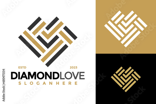 Love Diamond jewelry Logo design vector symbol icon illustration
