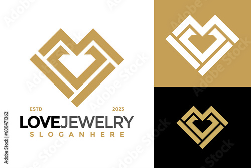 Letter M Diamond jewelry Logo design vector symbol icon illustration