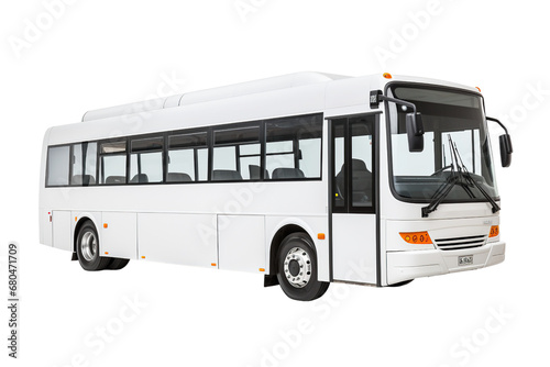 White empty bus isolated white background, side view