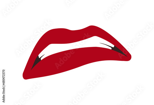 Clamped, disgruntled lips of a girl, lowered corners of her mouth. Facial expression. Vector. Illustration
