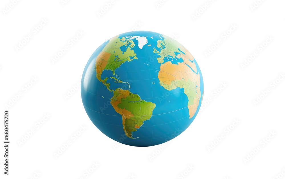 Glassy Globe Display on White or PNG Transparent Background.