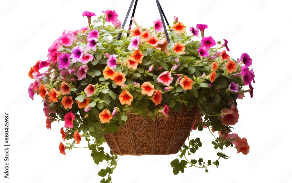 Hanging Basket on White or PNG Transparent Background.