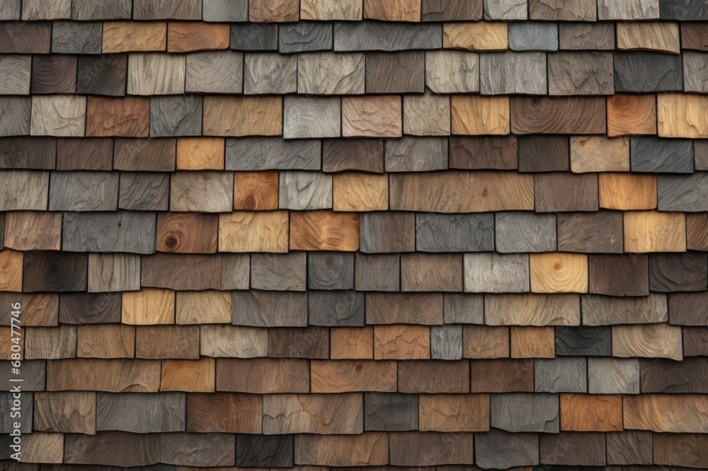 Rustic Elegance: Wooden Slate Shingles Texture, generative AI