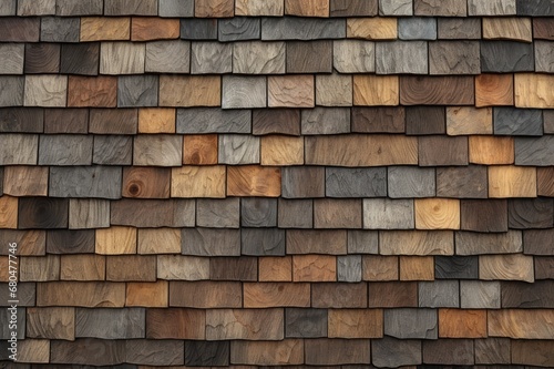 Obraz na płótnie Rustic Elegance: Wooden Slate Shingles Texture, generative AI w salonie