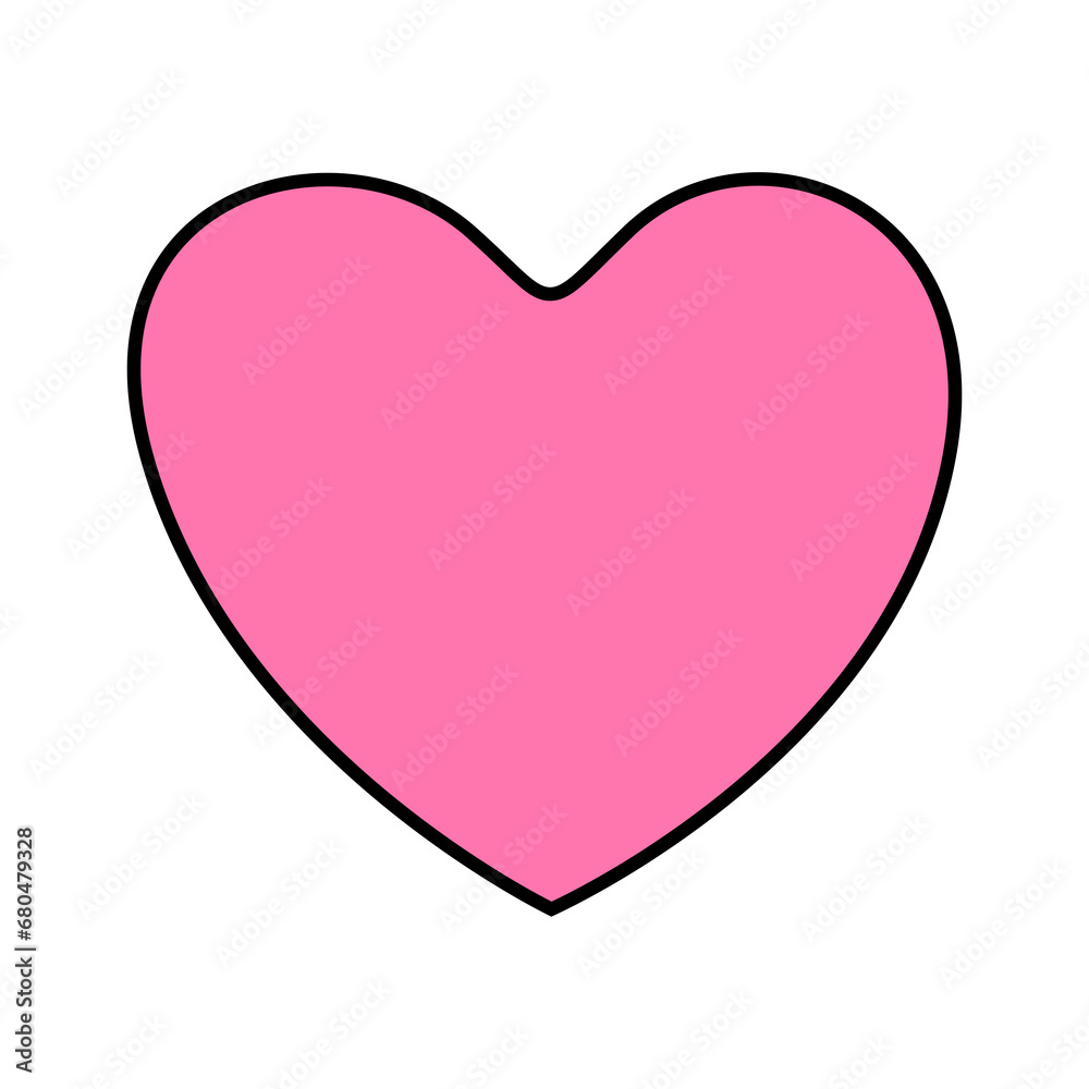 Red heart with black line on white background. Emoticons symbol modern, simple, printed on paper. icon for website design