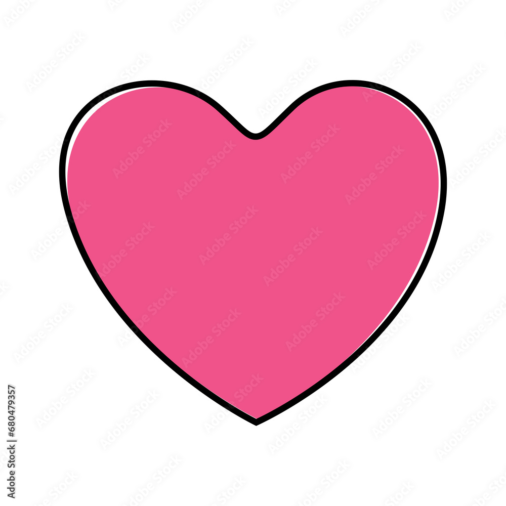 Red heart with black line on white background. Emoticons symbol modern, simple, printed on paper. icon for website design