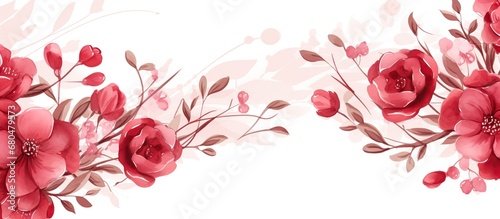 Elegant red flower with watercolor style for background and invitation wedding card, AI generated #680479573