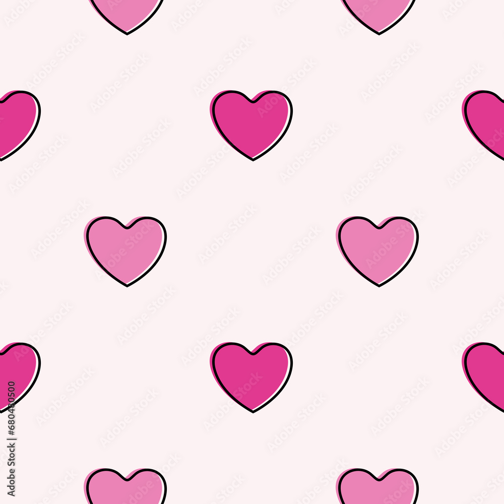 Seamless heart pattern background.Simple heart shape seamless pattern in diagonal arrangement. Love and romantic theme background.