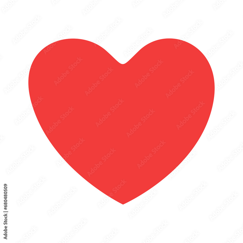 Red heart on white background. Emoticons symbol modern, simple, printed on paper. icon for website design
