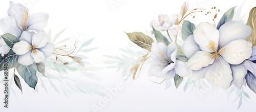 Elegant white flower with watercolor style for background and invitation wedding card © atapdesain