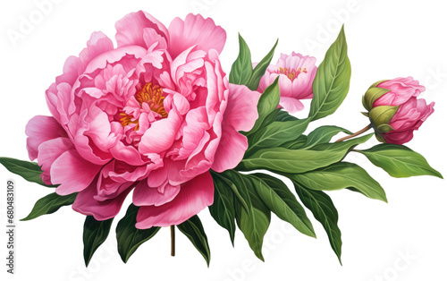 Peony for Blooming Charm on White or PNG Transparent Background.