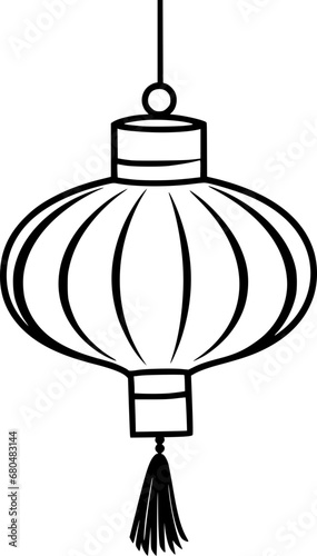 outline illustration of lantern for coloring page