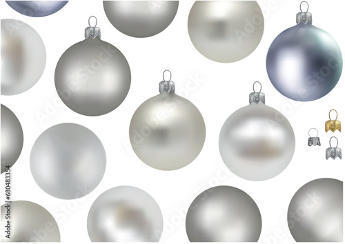A Set of Silver Christmas Balls as a Set for Designers and Illustrators 