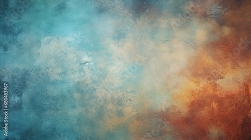 textured abstract background consisting of a mixture of blue, orange and white colors