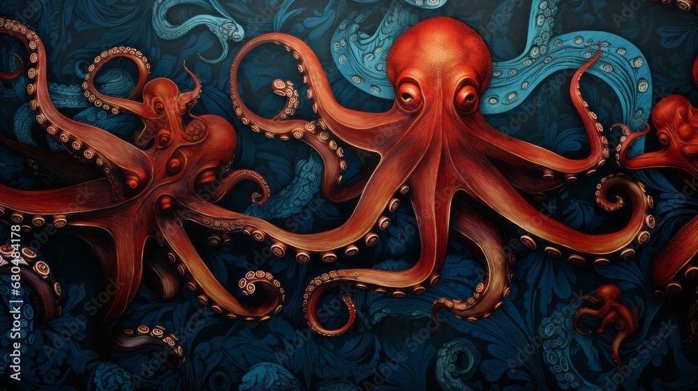 Fototapeta premium Octopus pattern, 16:9
